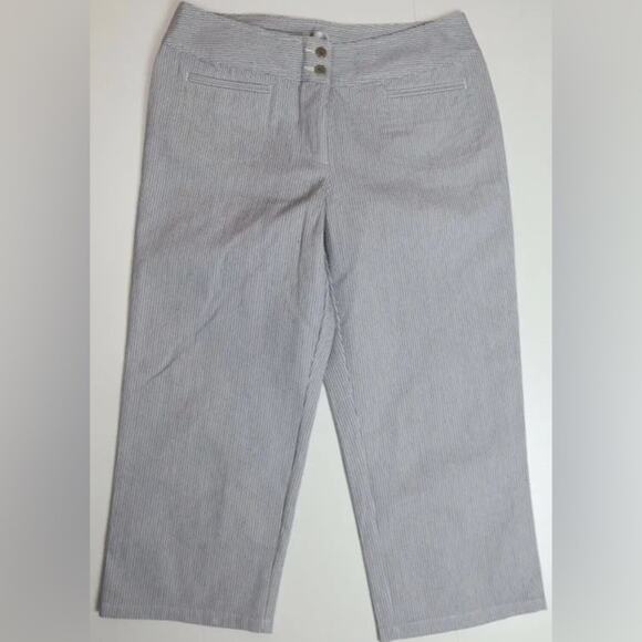 Chico’s Striped Capri Pants Women’s Size 14 Front Pockets Nautical Sailor Vacay - Picture 1 of 7